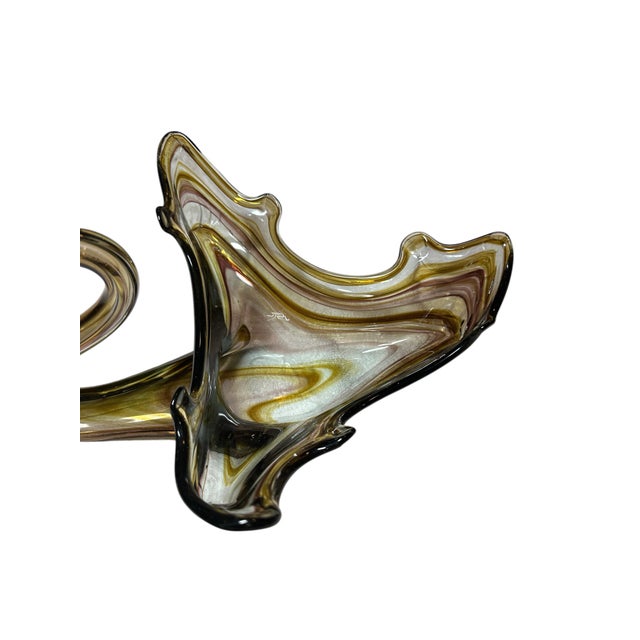 1960s Vintage Hand Blown Murano Style Swan Art Glass Centerpiece Bowl For Sale - Image 5 of 11
