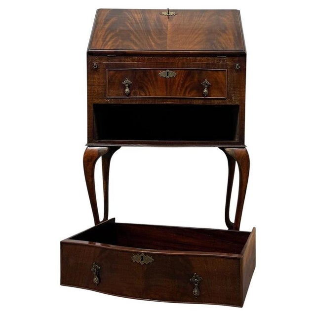 Small Antique English Edwardian Mahogany Secretaire For Sale - Image 3 of 14