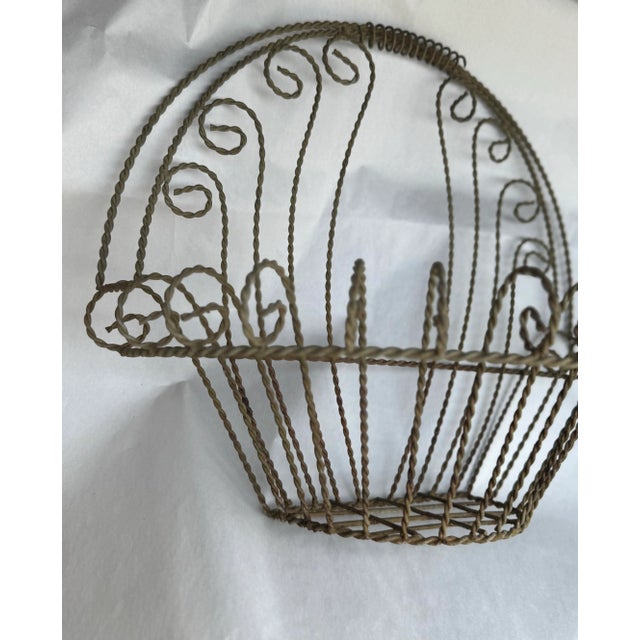 Mid 20th Century Vintage French-Style Twisted Wire Wall Basket – Ornate Scrollwork Garden or Plant Decor For Sale - Image 5 of 7