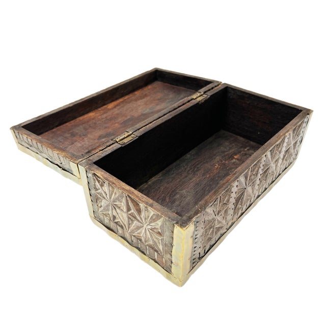 Store your treasures in style with this high quality, mid century box - hand carved from solid oak wood. The box is medium...