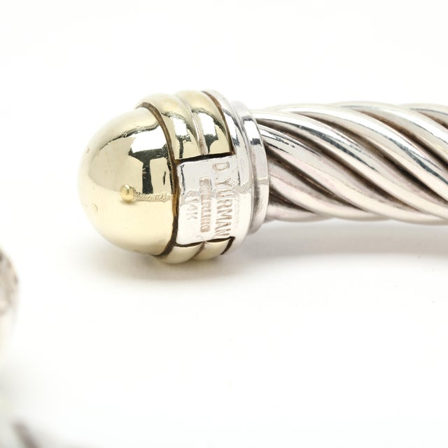 Early 21st Century David Yurman Cuff Bracelet, Sterling Silver & 14k Yellow Gold, Length 6.75 In For Sale - Image 5 of 7