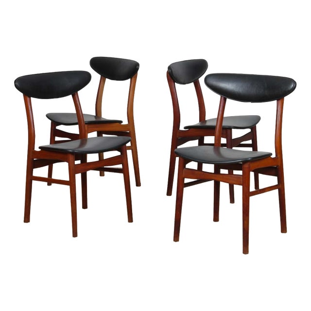 Vintage Scandinavian Wooden Chairs, 1960s, Set of 4 For Sale