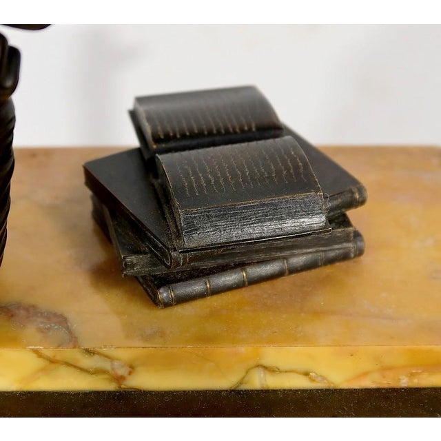 Black Empire Mantelpiece Set in Yellow Marble and Bronze, Early 19th Century, Set of 3 For Sale - Image 8 of 18