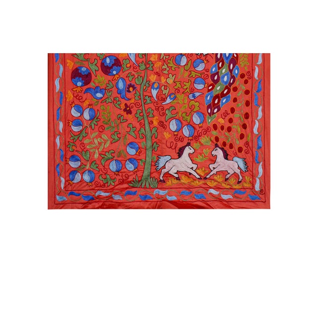 1960s Uzbekistan Central Asian Suzani 3'4'' x 6'1'' Dimension; 40.5" x 75" inches / 103 x 185 Cm / 3'4'' x 6'1''...