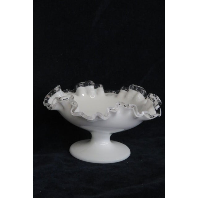Glass Fenton Silver Crest Milk Glass Ruffled Pedestal Compote Candy Dish 5174b For Sale - Image 7 of 12