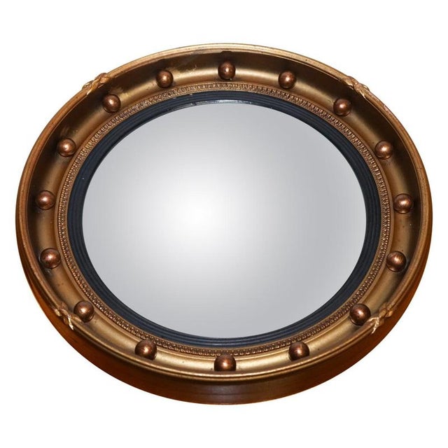 Antique Convex Gilt Wood Butler's Wall Mirror, 1920s For Sale - Image 12 of 12