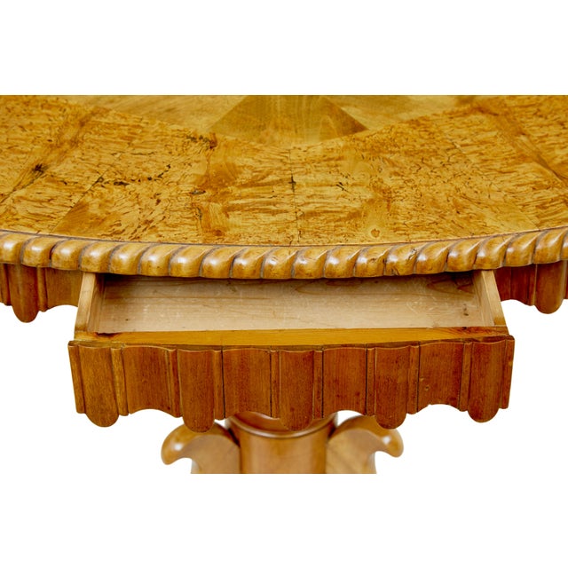 Wood 19th Century Swedish Oval Burr Birch Occasional Table, 1870 For Sale - Image 7 of 9
