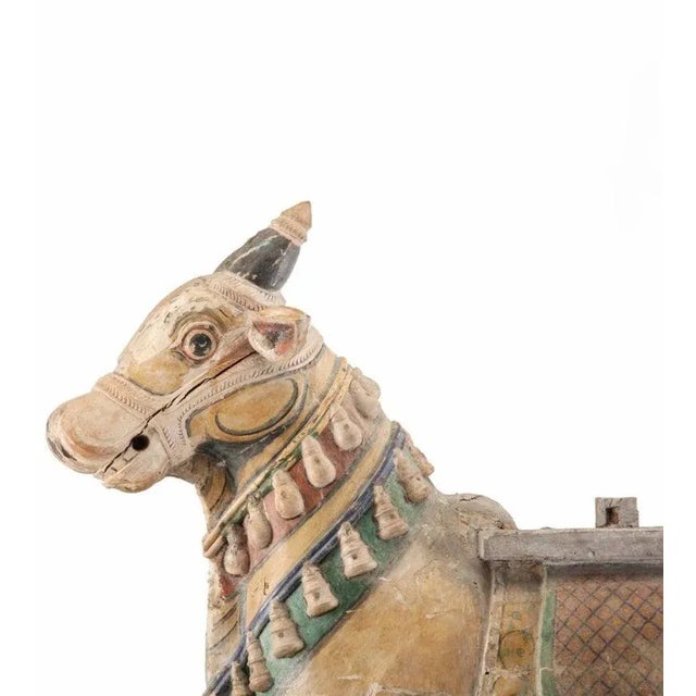 Folk Art Life Size 19th Century India Nadi Bull Vahana Hindu Temple Architectural Statue For Sale - Image 3 of 10