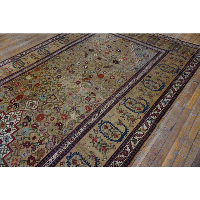 1870s Tan Camel Medallion Antique Caucasian Shusha Karabagh Rug 7'2" X 18' Knotted Wool Carpet For Sale - Image 4 of 18