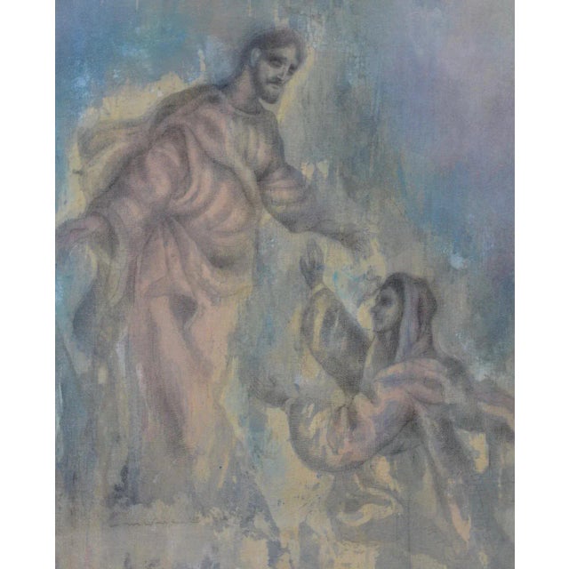 Charles Ware (1921-2005) Mary Magdalene Original Watercolor on Linen c.1969 A superb 1960s original graphite and...