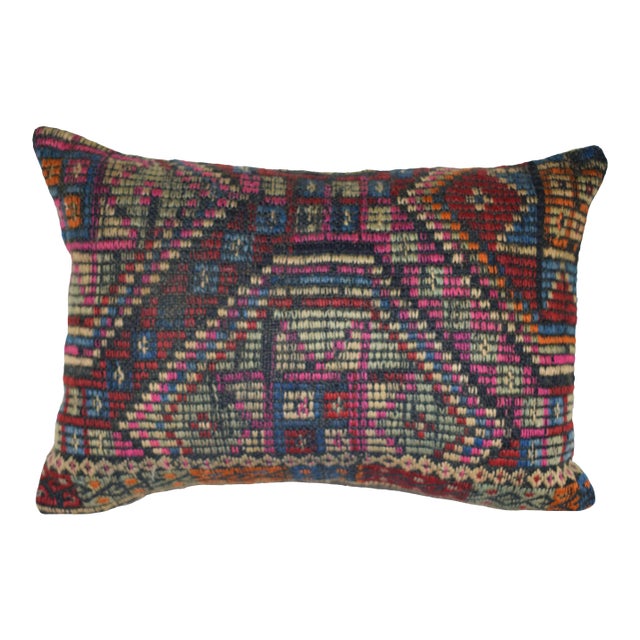 Vintage Hand Embroidered Turkish Pillow, Ethnic Farm 14'' X 20'' (35 X 50 Cm) For Sale