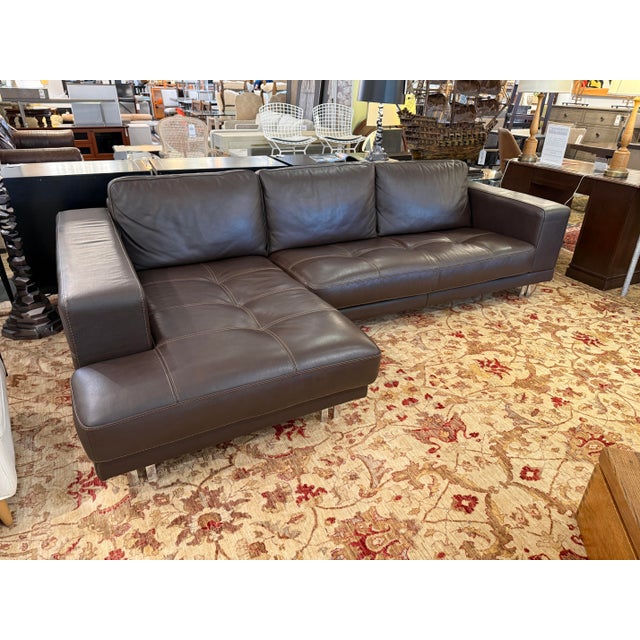 Postmodern Gamma Arredamenti Quattro Leather Sectional With Chaise Lounge For Sale - Image 3 of 12