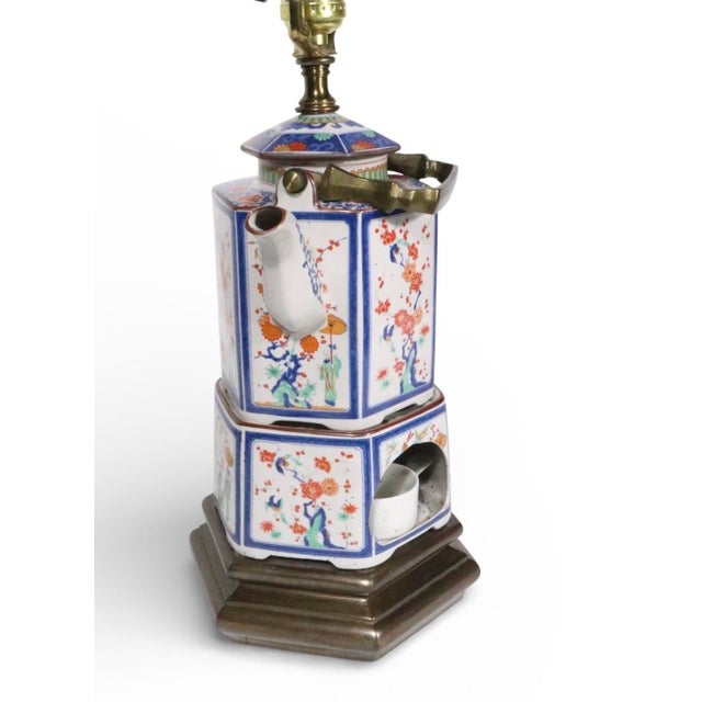 Off-white Japanese Porcelain Teapot and Warmer From the Toscany Collection Mounted as a Lamp For Sale - Image 8 of 17