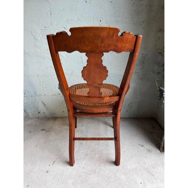 Brown Early 20th Century Pair of Antique Eastlake Walnut Cane Seat Armchairs For Sale - Image 8 of 11