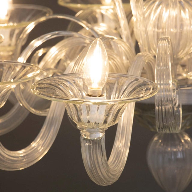 Murano Clear Glass Ten Branch Chandelier For Sale - Image 4 of 13