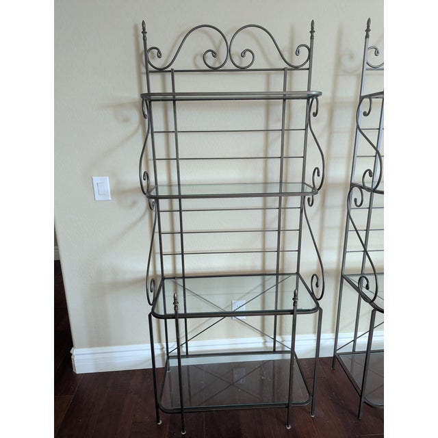 Traditional Charleston Forge Bakers Rack (2) Iron & Glass - 4 Tier For Sale - Image 3 of 6