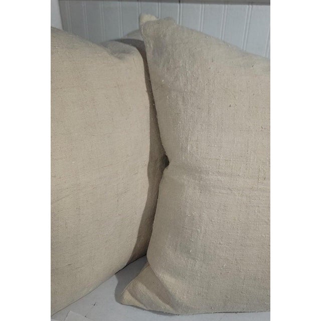 19thc Linen Double Sided Pillows=Pair For Sale - Image 4 of 4