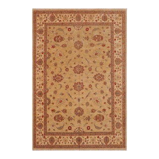 Oriental Ziegler Tan Beige Hand-Knotted Wool Rug - 9'0'' X 11'9'' For Sale
