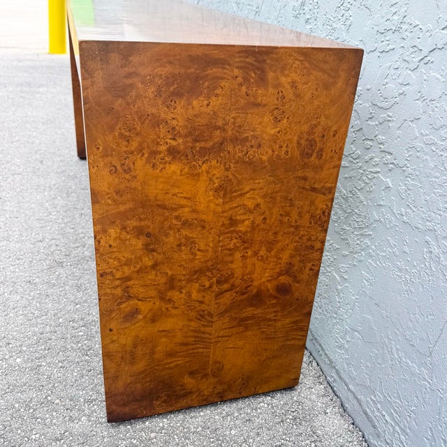 Wood Mid Century Modern Burlwood Consol Table For Sale - Image 7 of 12