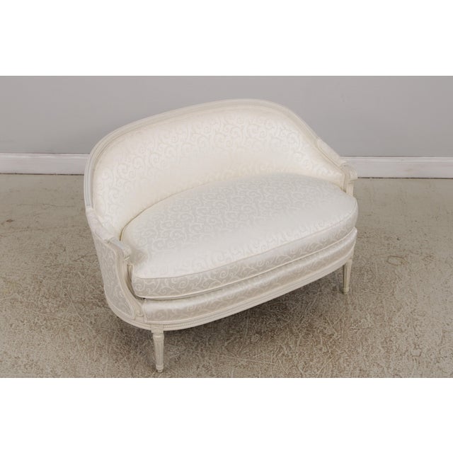 French Louis XVI Paint Frame Settee Loveseat For Sale - Image 4 of 14