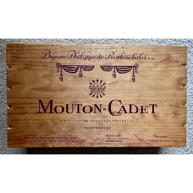 This charming vintage wooden wine bottle presentation or storage box was made in France by Baron Phillip de Rothschild...