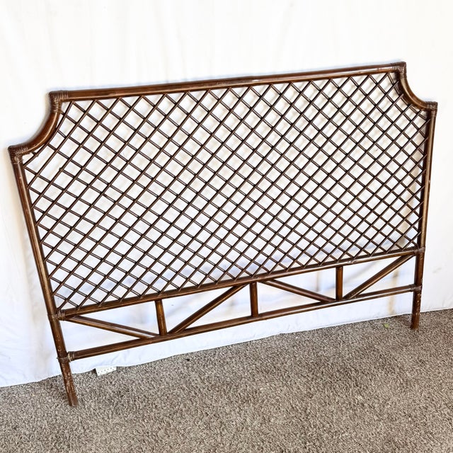 This vintage Boho Chic rattan headboard brings timeless coastal charm to any bedroom. Crafted with intricate lattice...