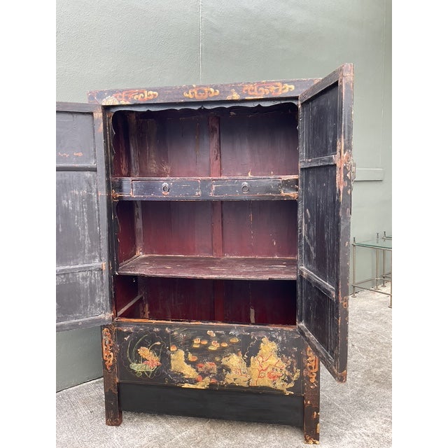 Vintage Asian Hand Painted Wedding Cabinet For Sale - Image 11 of 14