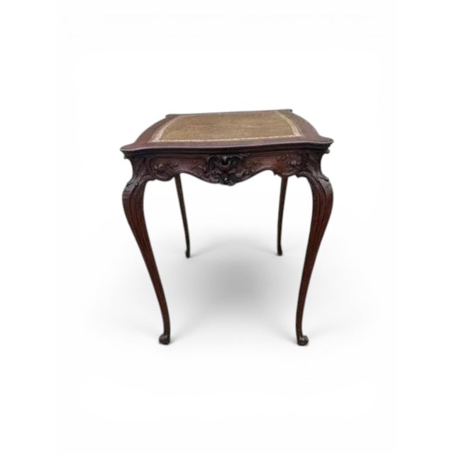 Pair of Antique French Louis XV Side Tables With Original Tooled Leather Tops For Sale In Boston - Image 6 of 17