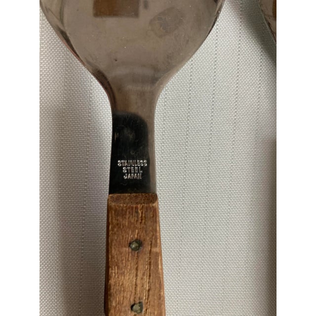 Midcentury Teak & Stainless Salad Utensils S/2 For Sale - Image 4 of 6