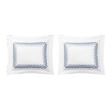 Celerie Kemble + Hamburg House Whimsical Blue Scallop Standard Shams - Set of 2 For Sale