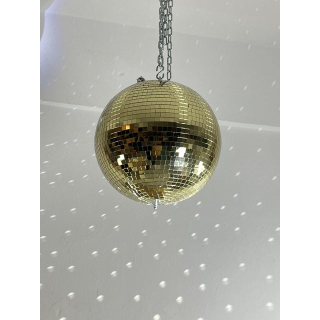 Golden Disco Ball with Mosaic Mirror and Rotor, 1980s For Sale - Image 4 of 8