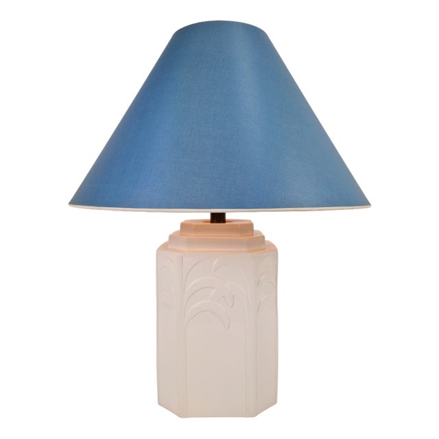 White Ceramic Palm Tree Table Lamp in the style of Serge Roche, 1970s For Sale