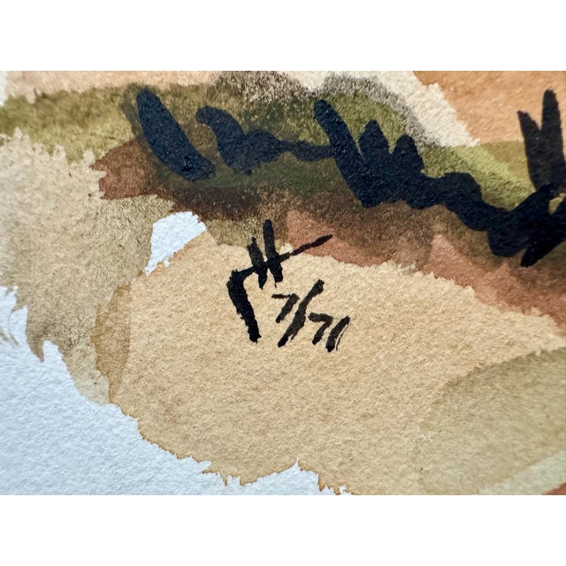 1970s Henry Emil Salloch Original Watercolor on Paper Native American Hogan Settlement, 1971. For Sale - Image 5 of 7