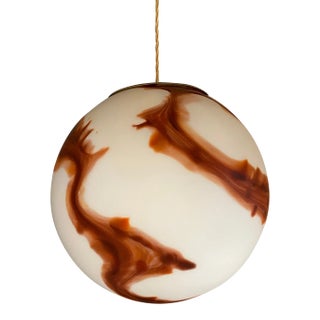 Contemporary Brown and Milky-White Sphere Pendant in Murano Glass For Sale