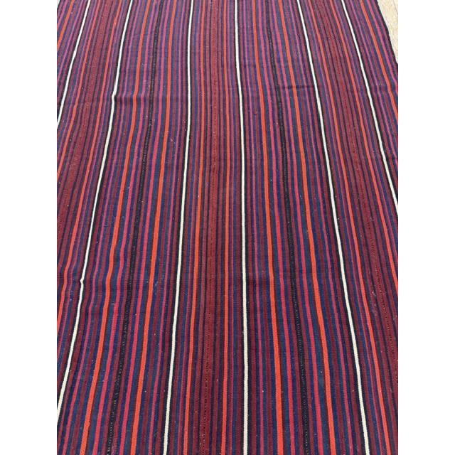 1950s Mid-Century Modern Multicolor Stripe Geometric Turkish Kilim Handwoven Small Rug For Sale - Image 5 of 5