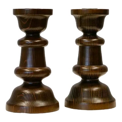 Candlesticks in Bleached Pine, Sweden, 1960s, Set of 2 For Sale