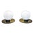 Vintage Pair of Italian Lamps With Brass Bases and Opal Glass Shades For Sale