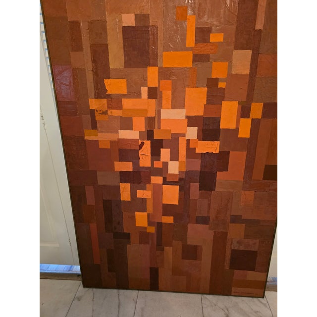 Mid-Century Modern Vintage Mid Century Modern Large Signed Abstract Painting For Sale - Image 3 of 10