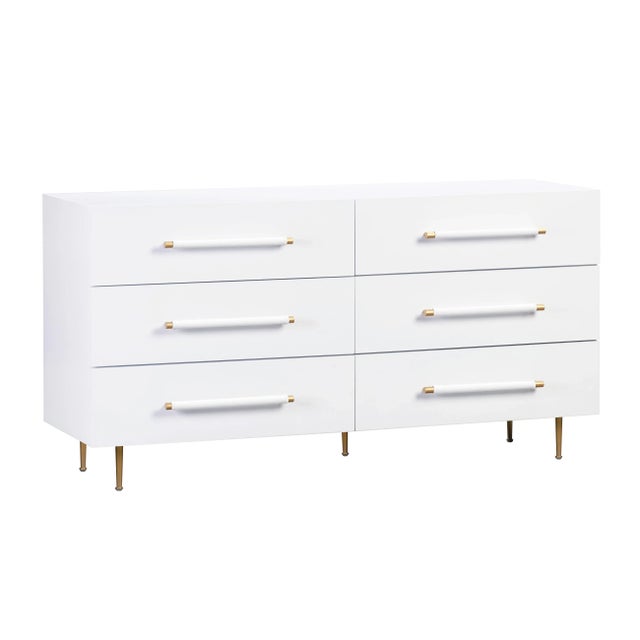 Trident White 6 Drawer Dresser For Sale - Image 9 of 9