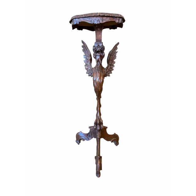 Pair Carved Winged Dragon Pedestals For Sale - Image 4 of 8