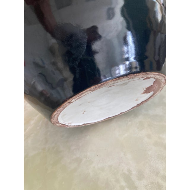 Black Reflective Glaze Ceramic Cache Pot For Sale - Image 10 of 11