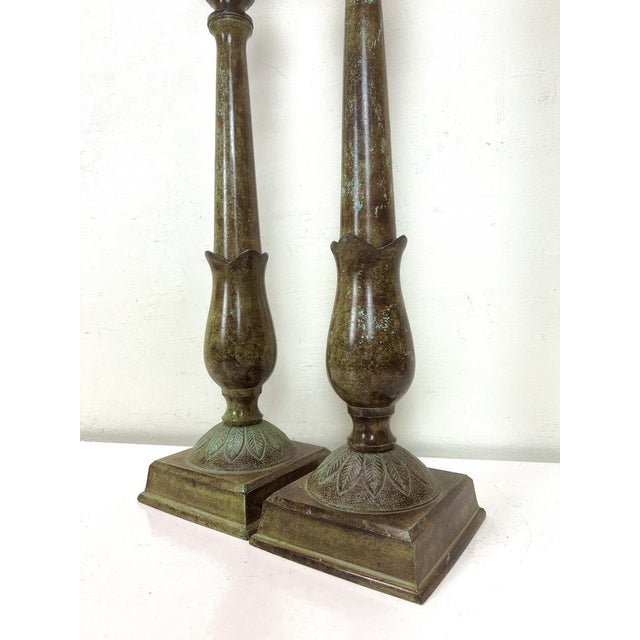 1970s Vintage Palm Tree Table Lamps in Painted Metal, 1970s, Set of 2 For Sale - Image 5 of 17