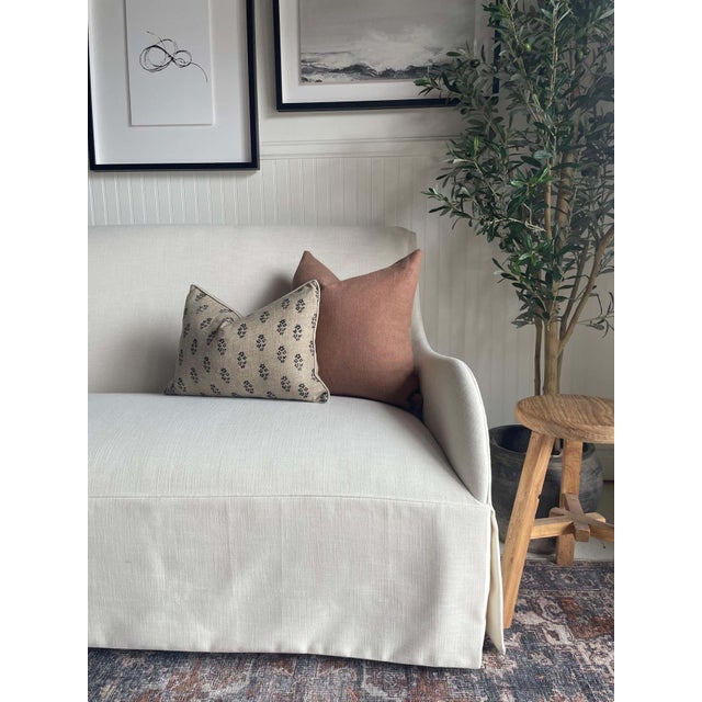 Cinnamon Belgian Linen Pillow Cover 25” x 25” Hidden zipper closure. Includes Insert Machine wash, tumble dry low.