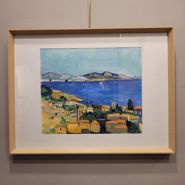 After Paul Cézanne, The Bay of Marseille, View from L'estaque, 1920s, Gouache on Paper, Framed For Sale - Image 4 of 18