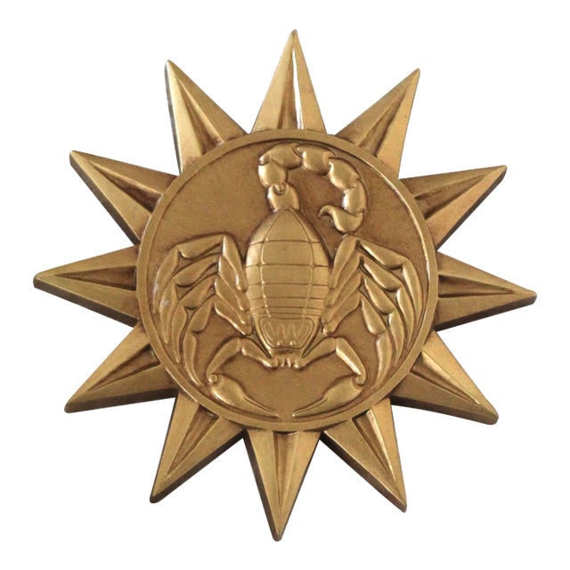 1960s Syroco Gold Zodiac Plaques Cancer For Sale
