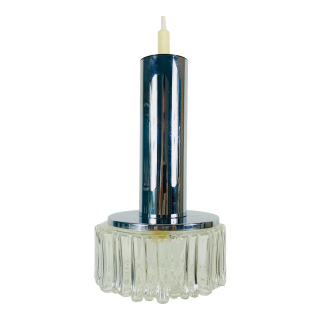 1970s Staff Chrome and Bubble Glass Hanging Lamp, Germany For Sale