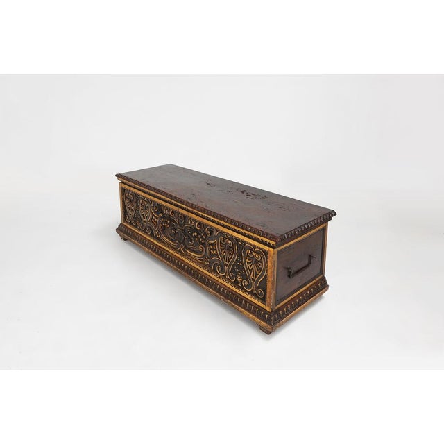 Venetian Carved and Polychroom Oak Chest For Sale - Image 14 of 18