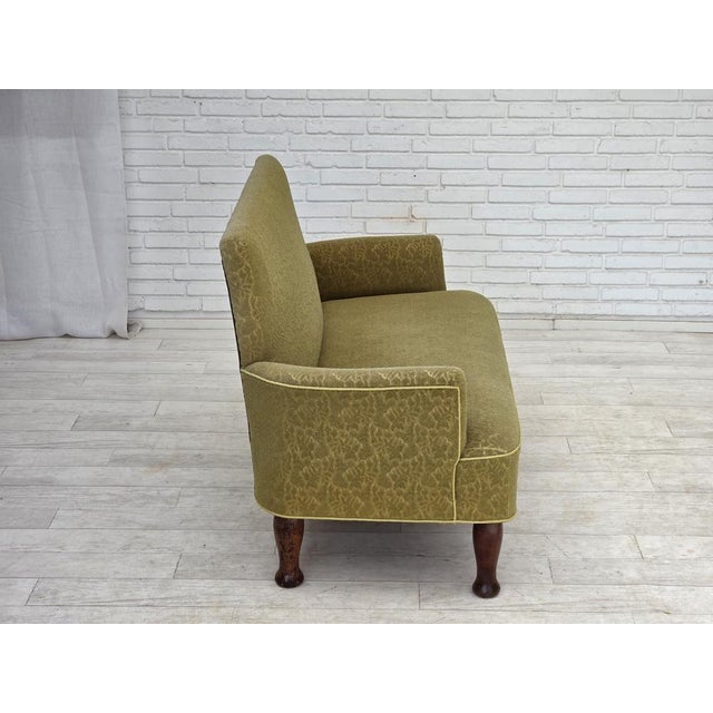 Danish 2-Seater Sofa in Green Furniture Wool Fabric, 1950s For Sale - Image 10 of 18