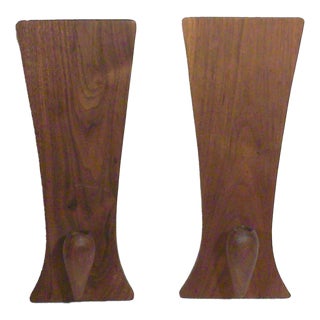 Mid-Century Sculptural Walnut Wall Sconces Candle Sconces-A Pair For Sale