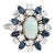 60s Opal Sapphire Diamond Ring 14k White Gold Estate Fine Cocktail Jewelry, Size 10.25 For Sale